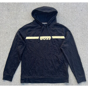 HUGO BOSS Cotton-Terry Regular Fit Hoodie with Foil Print Logo Men’s Size Large